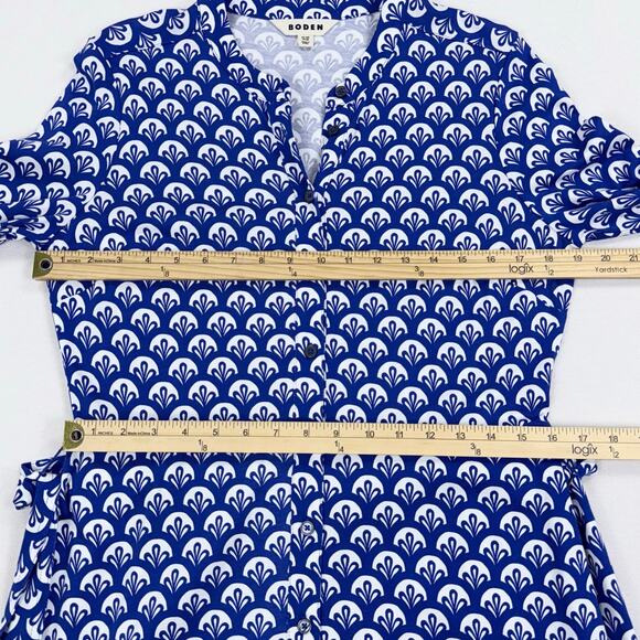 Boden Dress Women’s Julia Long Sleeve Knit Shirtdress Size 8 Blue Geometric - Picture 13 of 15